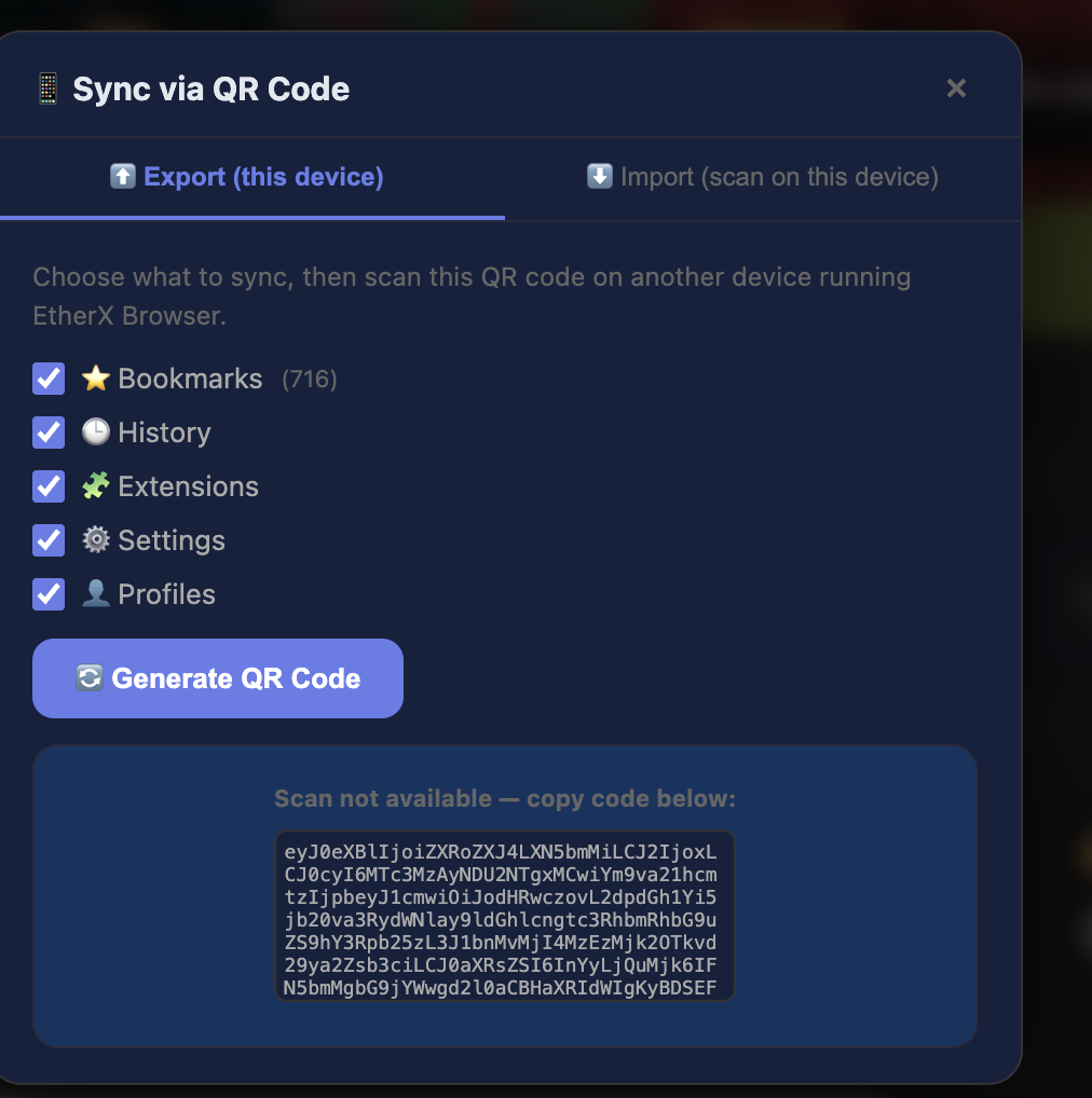EtherX Browser Screenshot