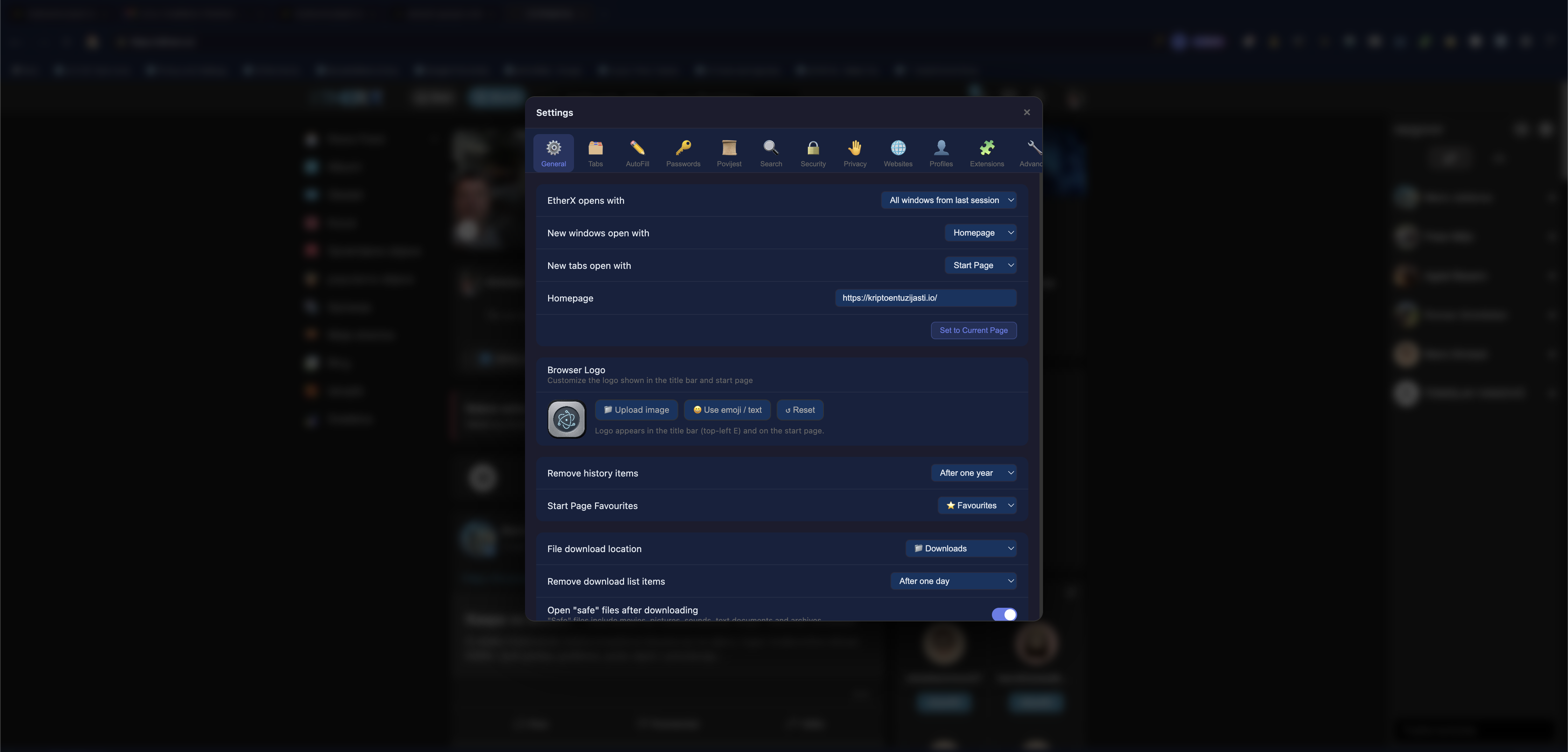 EtherX Browser Screenshot